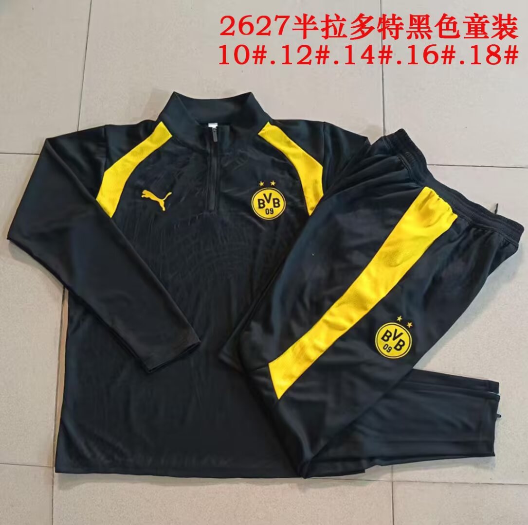 Kids Dortmund 26/27 Tracksuit - Black/Yellow